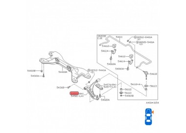 NS0002 54500-52Y10 MESETA INFERIOR DERECHA NISSAN SENTRA B13  93-99