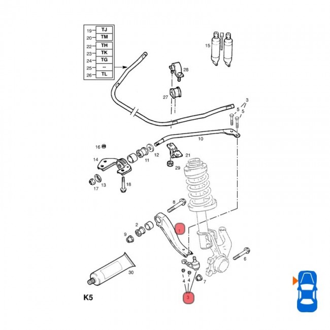 GM0131 90542572 MESETA INFERIOR IZQUIERDA CHEVROLET CORSA 1.3 96-00