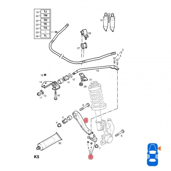 GM0130 90542573 MESETA INFERIOR DERECHA CHEVROLET CORSA 1.3 96-00