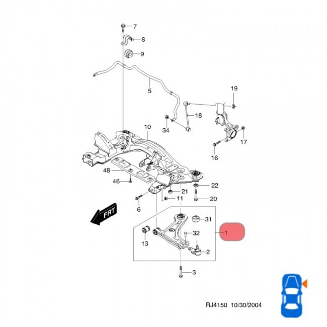 QKD10R 96391851 MESETA INFERIOR DERECHA CHEVROLET OPTRA LIMITED 05-08