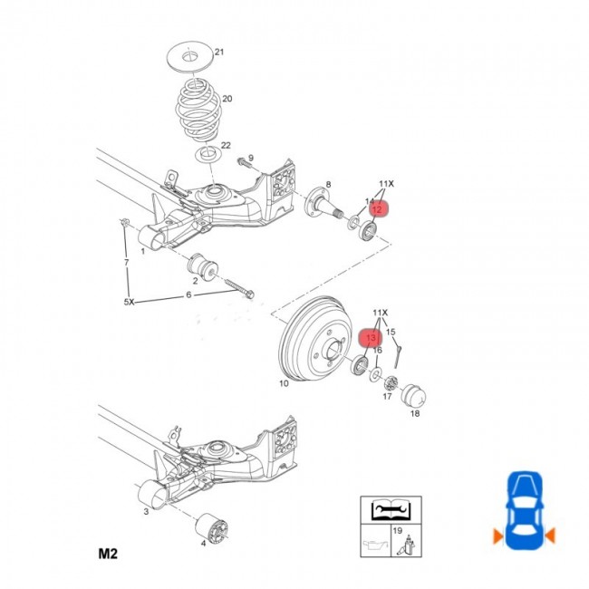 MV0008 90486463 KIT ROLINERAS TRASERAS CHEVROLET CORSA 1.3 96-00 (EXTERNA/INTERNA)
