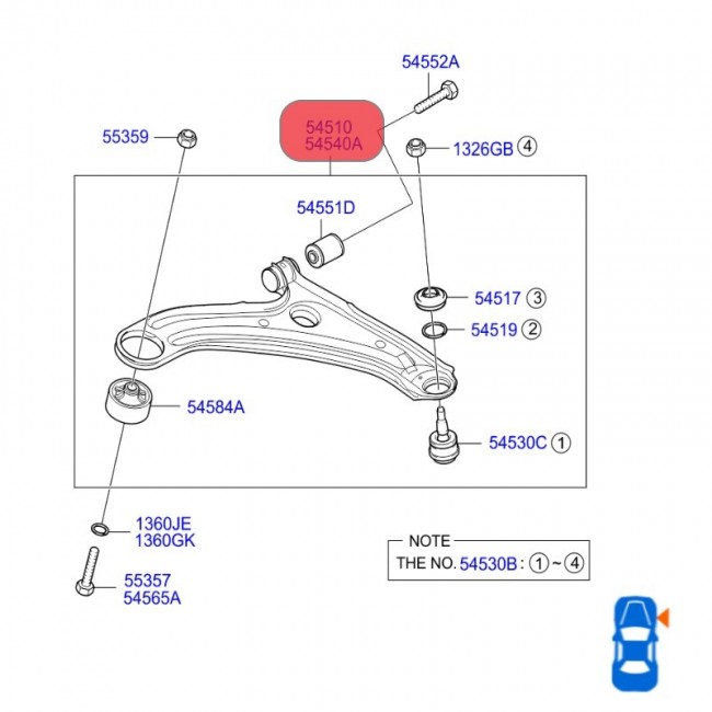 QKH42R 54501-1C000 MESETA INFERIOR DERECHA HYUNDAI GETZ 1.3 03-05
