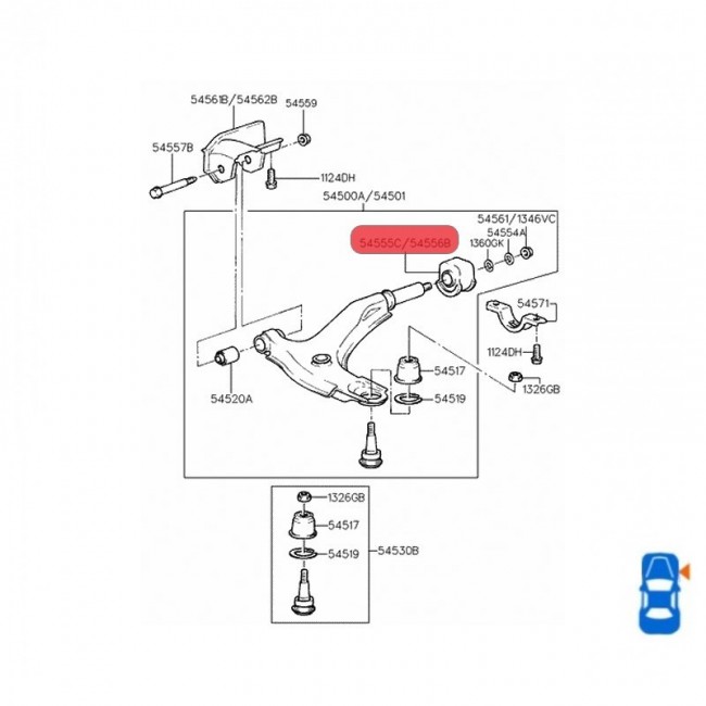 54556-22102 54556-22000 BUJE MESETA DERECHA HYUNDAI ACCENT 1.3 99-05