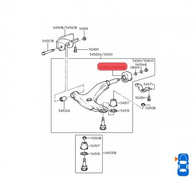 54555-22102 54555-22000 BUJE MESETA IZQUIERDA HYUNDAI ACCENT 1.5 99-05