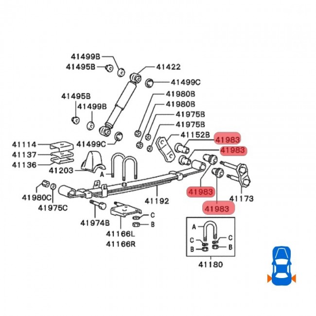 MB-111070  BUJE  BALLESTA  MITSUBISHI SPORTERO L200 08-15