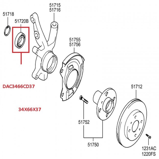 DAC3466CD37 92098790 ROLINERA DELANTERA CHEVROLET CORSA 1.6 00-06