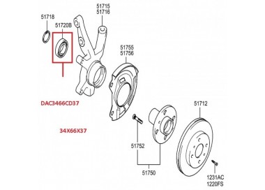 DAC3466CD37 92098790 ROLINERA DELANTERA CHEVROLET CORSA 1.6 00-06