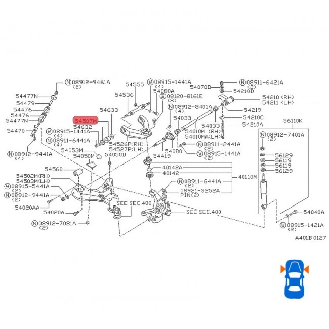 54506-B9500  BUJE MESETA SUPERIOR NISSAN D21 2.4 96-07 4WD