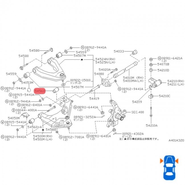 54560-01G00  BUJE MESETA INFERIOR NISSAN FRONTIER D22 2.4 00-11 4WD