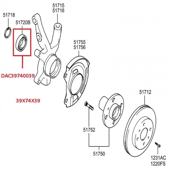 DAC39740039  ROLINERA DELANTERA CHEVROLET OPTRA DESING/ADVANCE 09-11