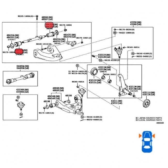 48635-26010 48635-35010 BUJE MESETA SUPERIOR TOYOTA  HILUX 2.4 98-05 4WD