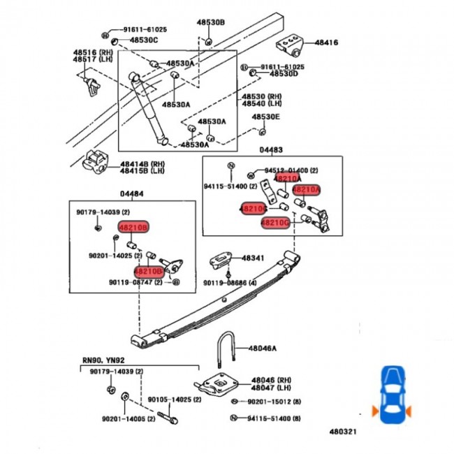 90385-18046  BUJE BALLESTA TRASERA  TOYOTA  HILUX 22R 90-97