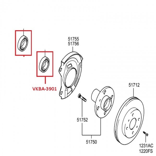 VKBA-3901 VORTEX  KIT DE  ROLINERAS  DELANTERA CHEVROLET SPARK 05-15