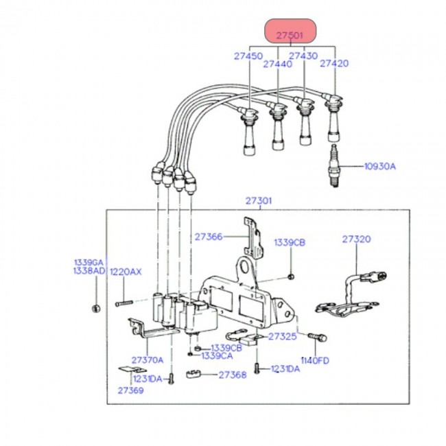 27501-33A00 27501-23A00 CABLEs BUJIA HYUNDAI ELANTRA 2.0 96-00