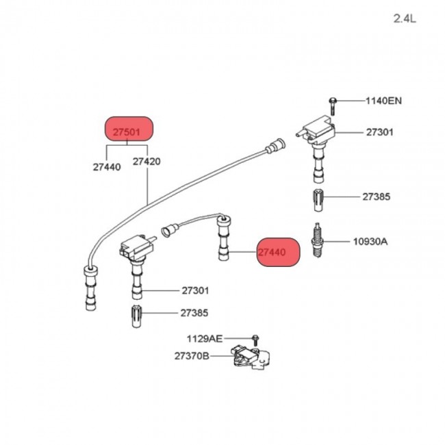 27501-38B00  CABLES BUJIA HYUNDAI SANTA FE 2.4 01-06