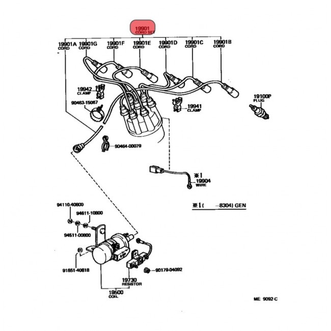 90919-21367 90919-21321 CABLES BUJIAS TOYOTA FJ40 80-85