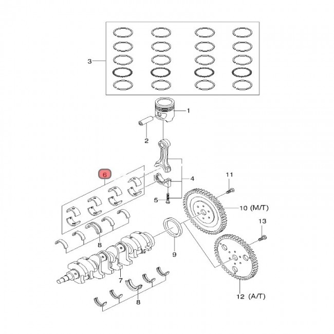 96351995-025  CONCHAS BIELAS 0.10 DAEWOO LANOS 1.6 97-02 96351995-025  CONCHAS BIELAS 0.10 DAEWOO LANOS 1.6 97-02