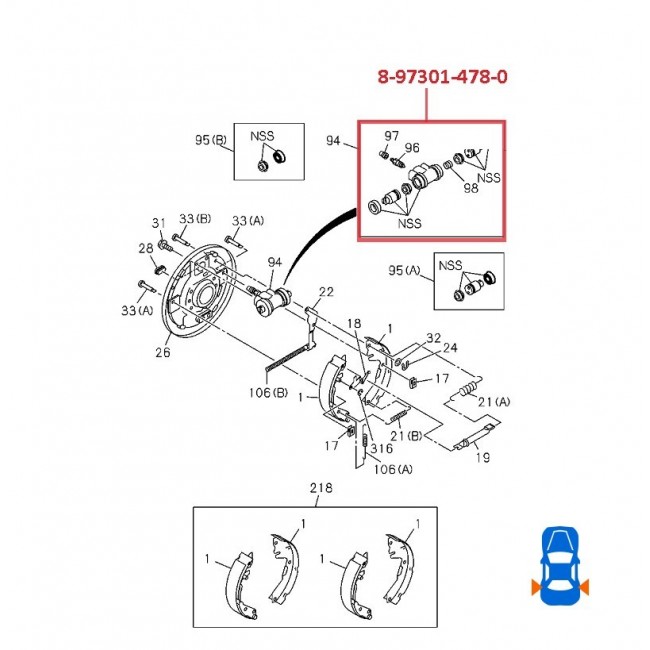 8-97301-478-0  CILINDROS DE FRENOS TRASEROS CHEVROLET LUV  D-MAX 3.5 07-13