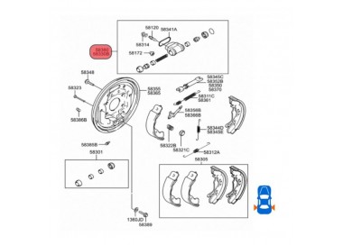 58380-25000-S 58380-22000 CILINDROS FRENOS TRASEROS DERECHO HYUNDAI ACCENT 1.3 99-05