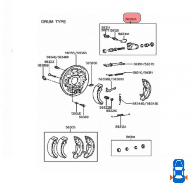 58380-25000-S 58380-28001 CILINDROS FRENOS TRASEROS DERECHO HYUNDAI ELANTRA 2.0 96-00