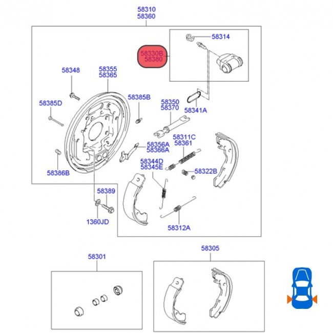 58330-22000 58330-2d020 CILINDROS FRENOS TRASEROS IZQUIERDO HYUNDAI MATRIX 1.8 00-07