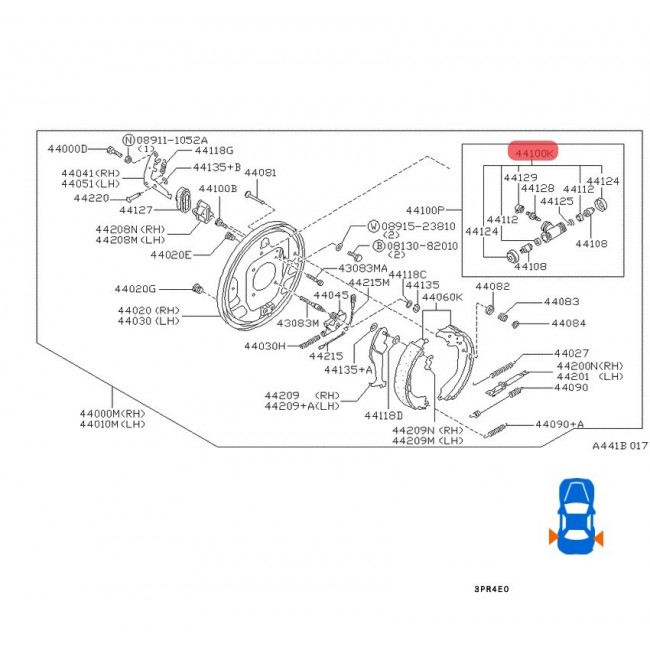 44100-37G11  CILINDROS FRENOS TRASEROS NISSAN D21 2.4 96-07