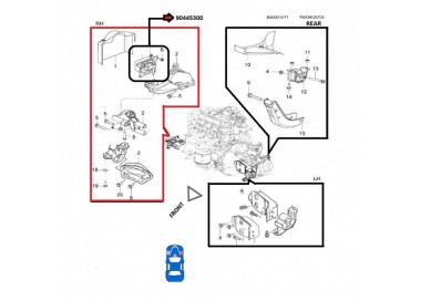 GM0052 90445300 BASE DE MOTOR DERECHA CHEVROLET CORSA 1.4