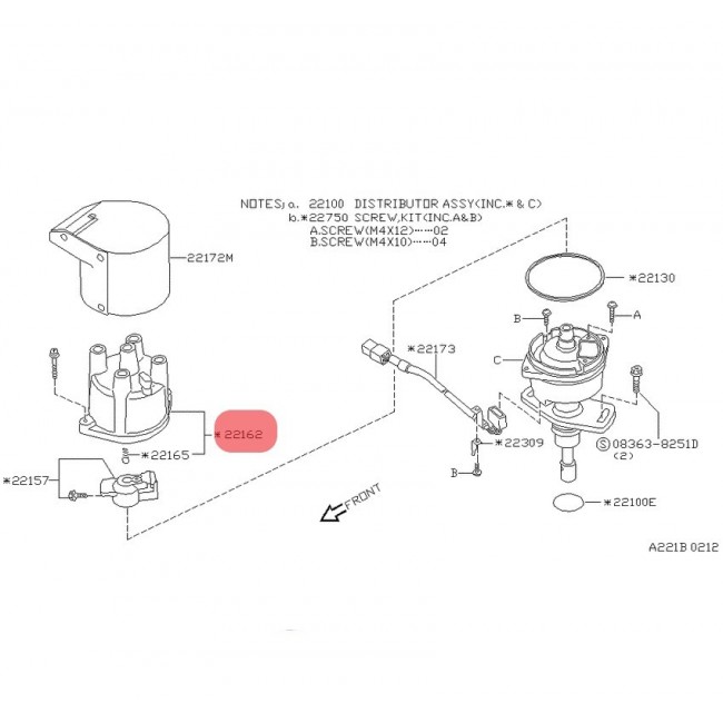 24014 22162-0M300 TAPA DE DISTRIBUIDOR NISSAN D21 2.4 96-07