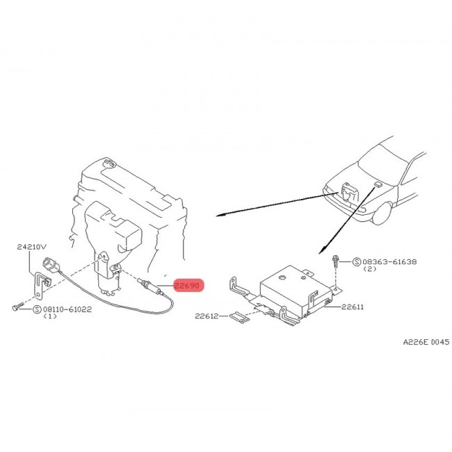 4170405010 22690-5E401 SENSOR OXIGENO NISSAN SENTRA B13 1.6 00-08