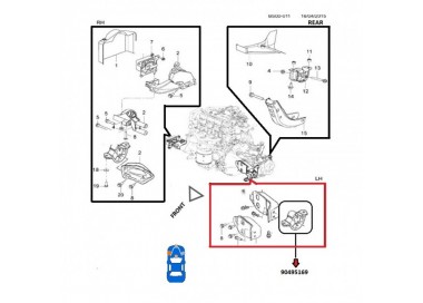 9027 90495169 BASE DE MOTOR IZQUIERDA CHEVROLET CORSA 1.3 SIN A/C