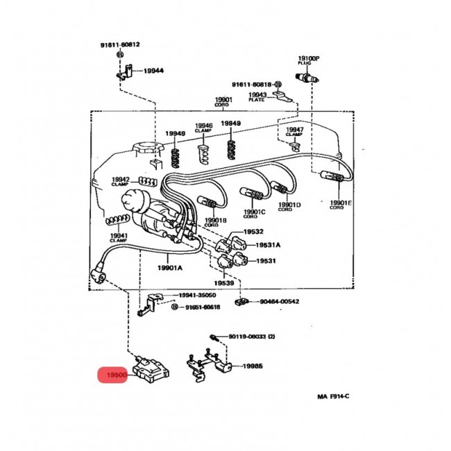 90919-02197  BOBINA TOYOTA HILUX 2.4 22RE 1990-1997