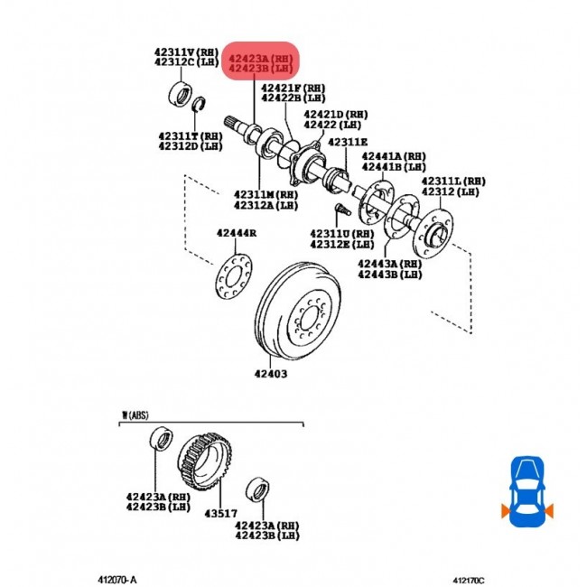 42423-20010-MRK  RETEN RUEDA TRASERA PUNTA DE EJE TOYOTA HILUX 2.7 01-05