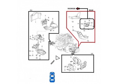 9029 93230328 BASE DE MOTOR TRASERA CHEVROLET CORSA 1.4 SINC.