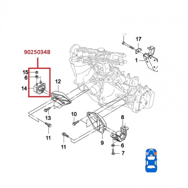 90250348 90250348 BASE MOTOR DERECHA DAEWOO ESPERO 2.0