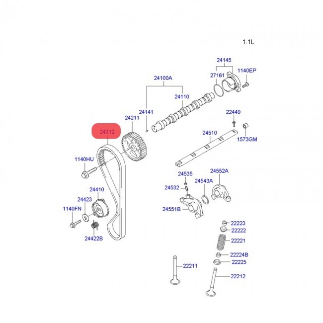 24312-22612 CORREA DE TIEMPO HYUNDAI GETZ 1.3 2003-2005