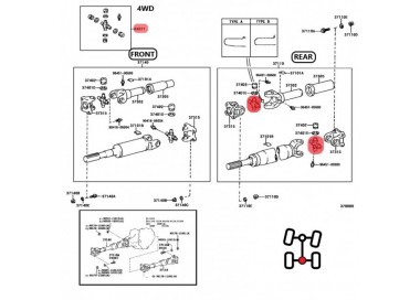 04371-36030 GUT-20 CRUCETA DE CARDAN TRASERO TOYOTA AUTANA 4.5 1998-2007
