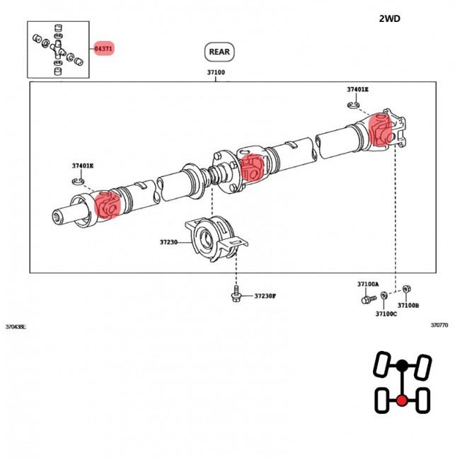 04371-0K060 GUT-27 CRUCETA DE CARDAN TOYOTA HILUX 2.7  2006-2012