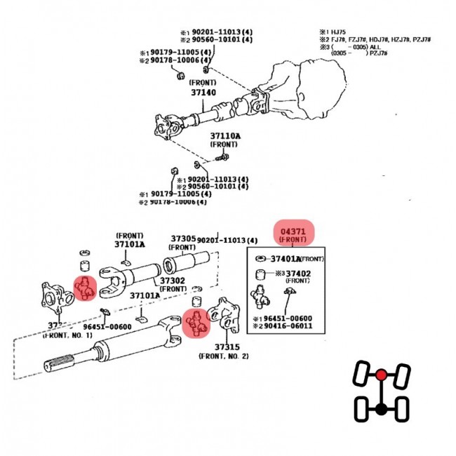 04371-35031 GUT-27 CRUCETA CARDAN DELANTERO TOYOTA MACHITO 3F 1984-1992