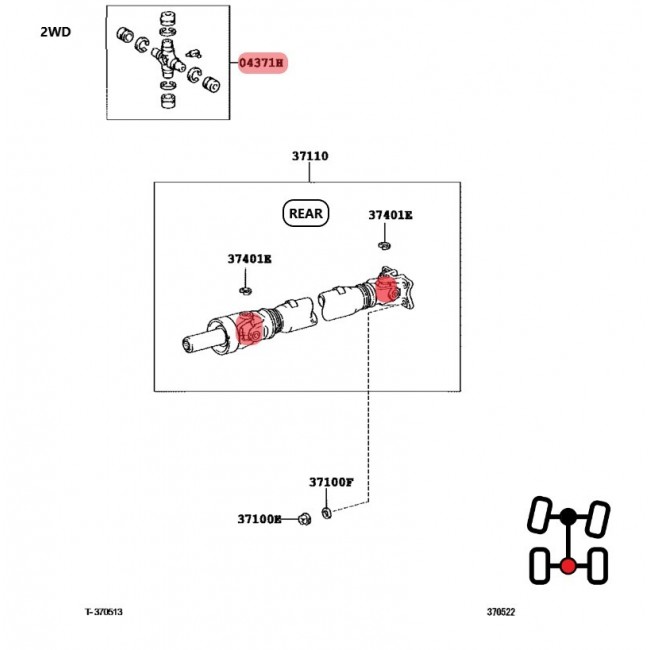 04371-60070 GUT-27 CRUCETA DE CARDAN TOYOTA 4RUNNER 4.0 4X2 2003-2009
