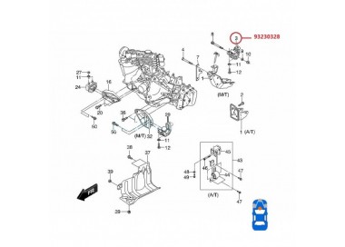 93230328 GM0055 BASE MOTOR TRASERA DAEWOO ESPERO 1.5