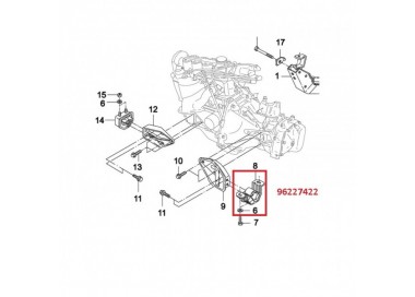 DA0008 96227422 BASE MOTOR IZQUIERDA SINC. DAEWOO CIELO 96-02