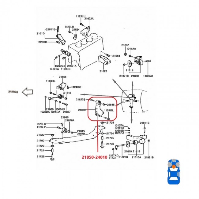21850-24010 21850-24010 BASE DE MOTOR TRASERA HYUNDAI EXCEL 1.5 SINC.