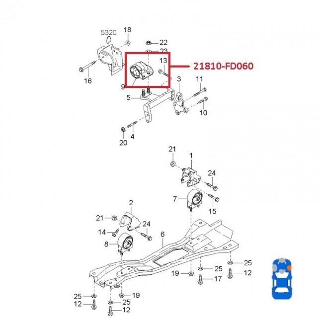 21810-FD061 21810-FD060 BASE DE MOTOR DERECHA KIA RIO STYLUS 1.5 06-12