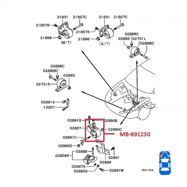 MB-691230 MB-691230 BASE DE MOTOR IZQUIERDA MITSUBISHI LANCER 1.5 92-96