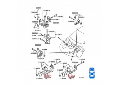 MR-244836 MR244886 BUJE BASE DE MOTOR IZQUIERDA MITSUBISHI LANCER  1.3 97-01