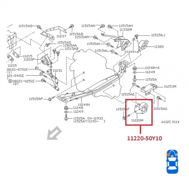 11220-50Y10-TH 11220-0M010 BASE DE MOTOR IZQUIERDA NISSAN SENTRA B14 95-99 AUT.