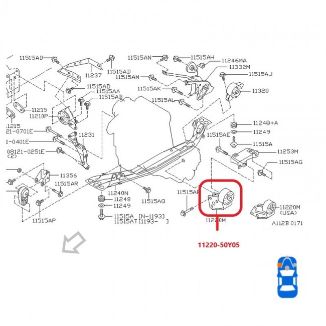 11220-50Y05 NA 11220-50Y05 BASE DE MOTOR IZQUIERDA NISSAN SENTRA B14 95-99 SINC.