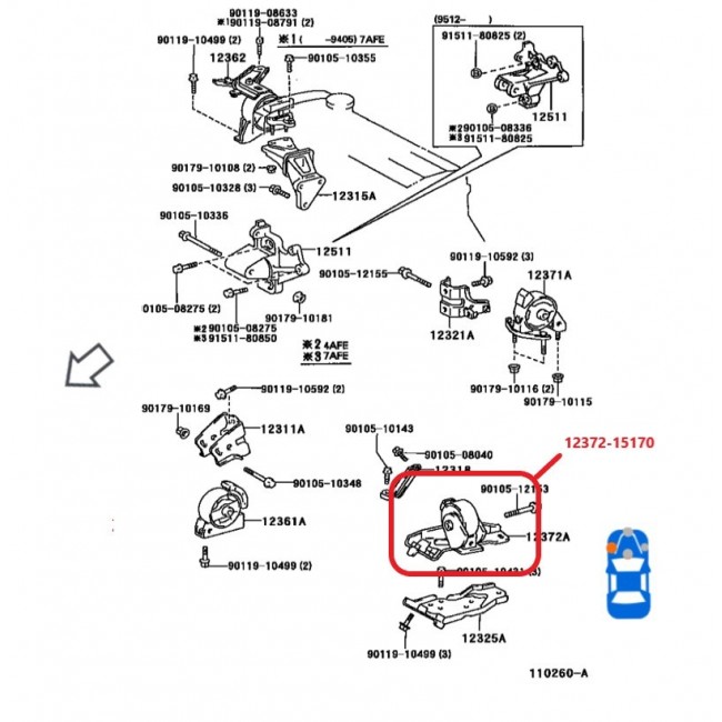 12372-15170-TH 12372-02060 BASE DE MOTOR IZQUIERDA TOYOTA COROLLA 1.8  92-97