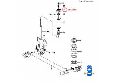 96456713-K 96456713 BASE AMORTIGUADOR TRASERA CHEVROLET AVEO 1.6 06-10