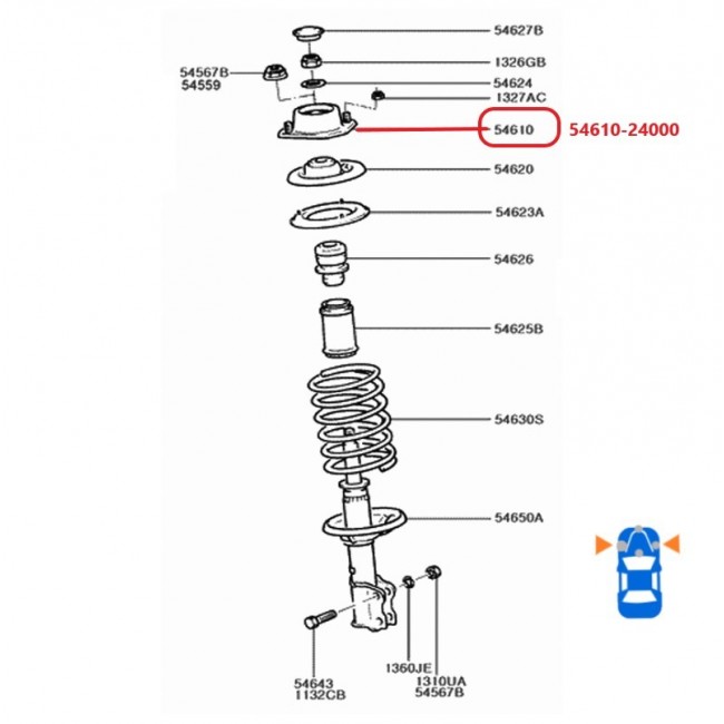 HY0132 54610-24000 BASE AMORTIGUADOR DELANTERA HYUNDAI EXCEL 1.3 90-96